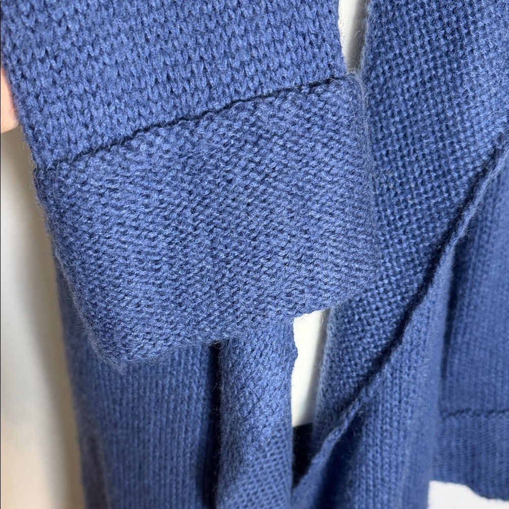 Blue Long Open-Front Women's Sweater Cardigan - Picture 4 of 12